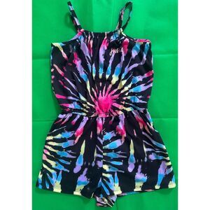 Justice Sleep Romper Girls Size 7 8, Black Sleeveless w/ Tie Dye